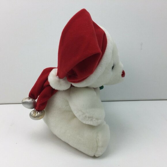 Hugfun Intl. 10 " White Plush Christmas Bear Holiday Rudolph Nose - Picture 4 of 7